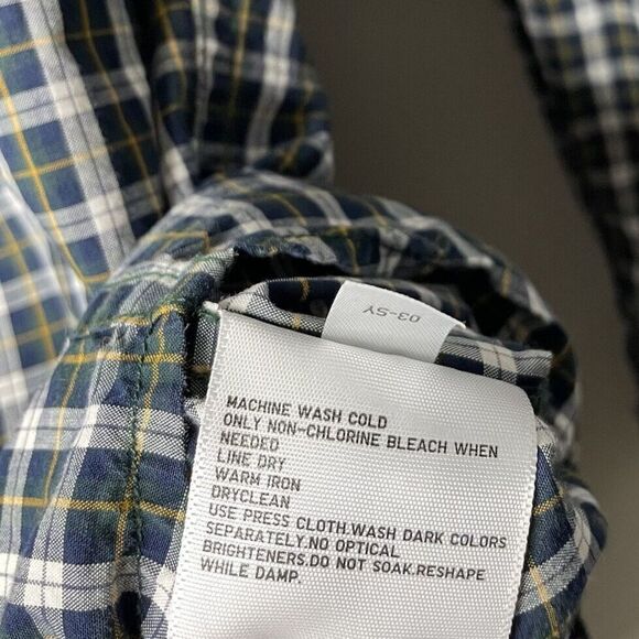 UNIQLO Shirt Mens Medium M Green Tartan Plaid Button Down Cotton Long Sleeve - Picture 8 of 8